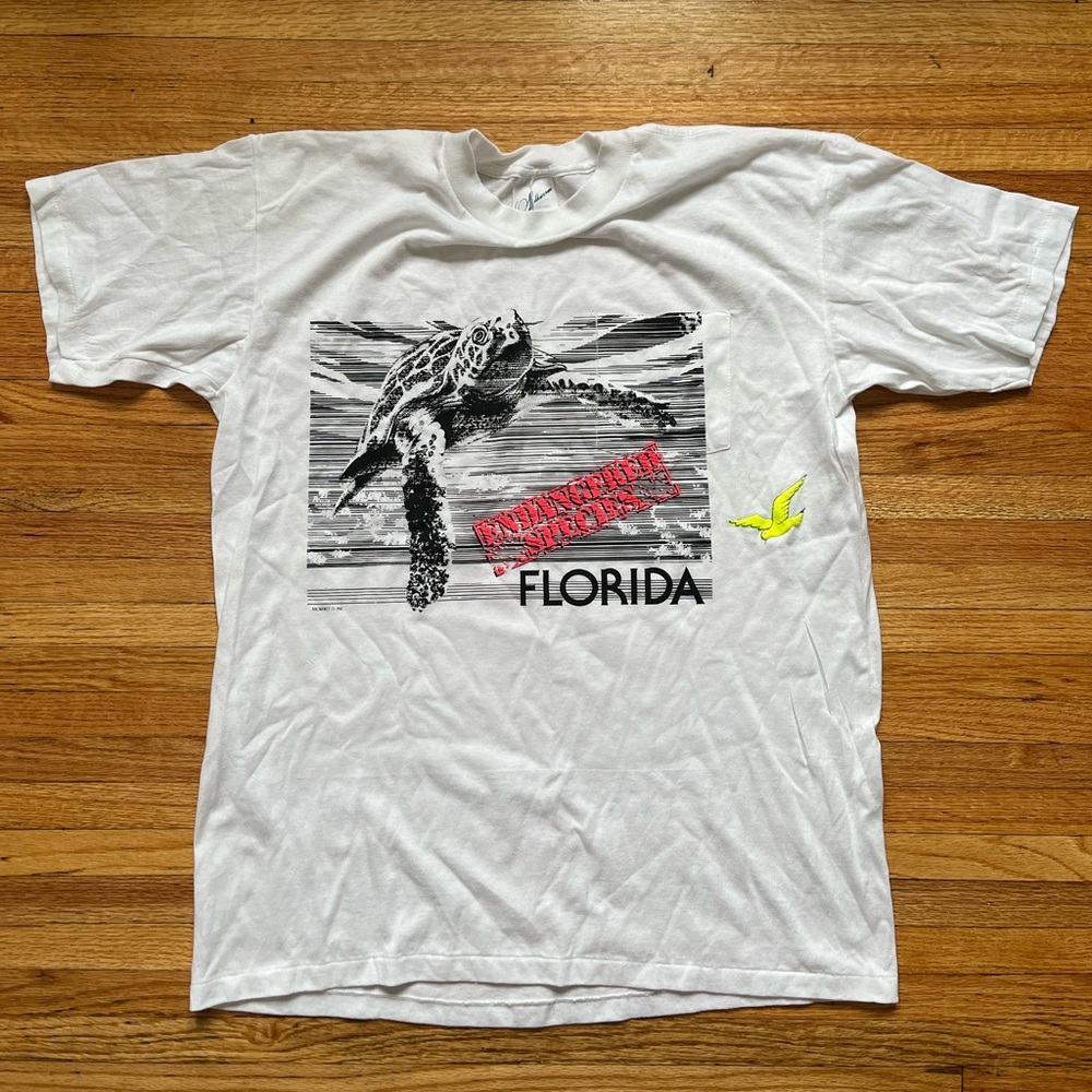 Vintage Flordia Sea Turtle T-Shirt / Pocket / XL / Single Stitch / 90s
